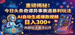 重磅揭秘！今日头条奇谭异事赛道暴利玩法：AI自动生成爆款视频，日入300+-万象聊项目