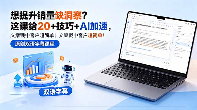 想提升销量缺洞察？这课给 20 + 技巧 + AI 加速，文案戳中客户超简单！【原创双语字幕】-万象聊项目