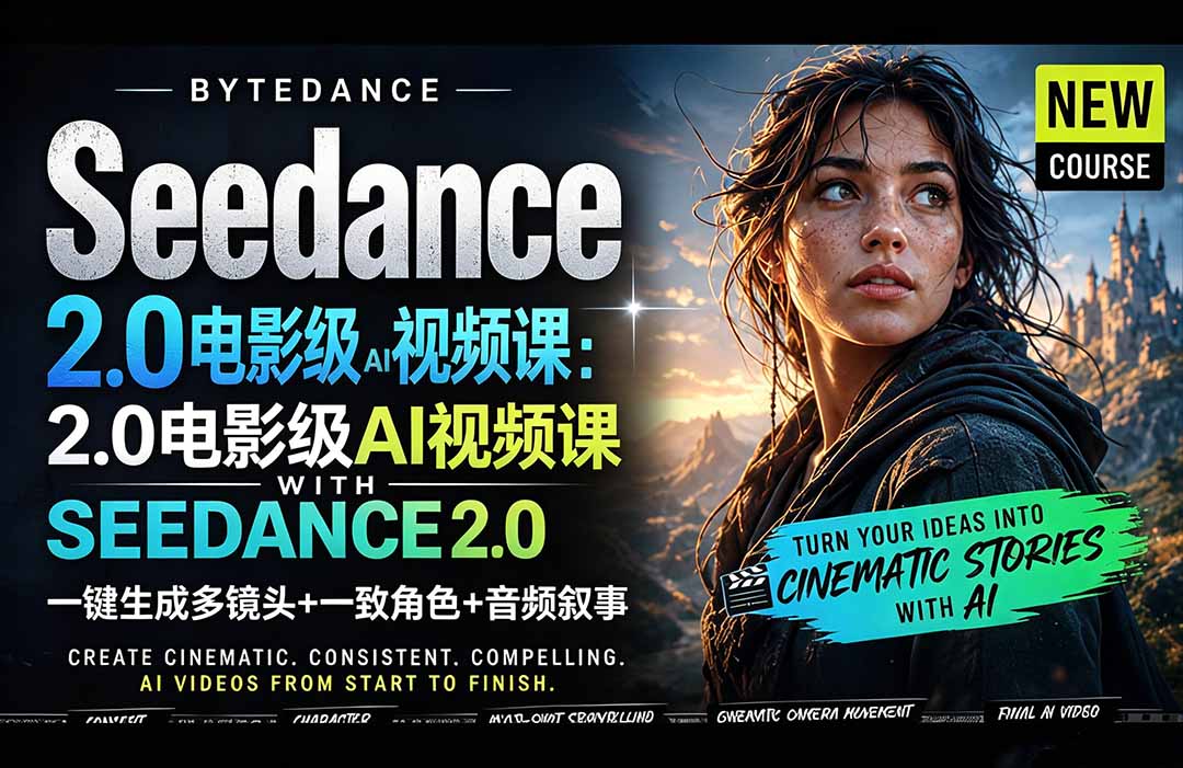 Seedance 2.0电影级AI视频课：一键生成多镜头+一致角色+音频叙事-万象聊项目