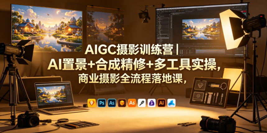 AIGC摄影训练营｜AI置景+合成精修+多工具实操，商业摄影全流程落地课-万象聊项目