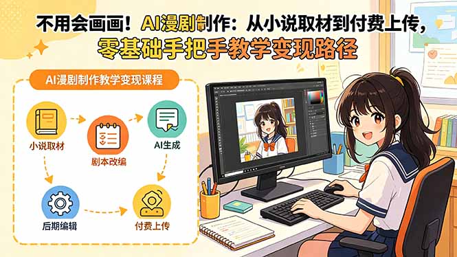 不用会画画！AI漫剧制作：从小说取材到付费上传，零基础手把手教学变现路径-万象聊项目