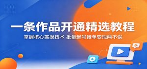 一条作品开通精选教程：掌握核心实操技术，批量起号接单变现两不误-万象聊项目