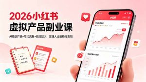 2026小红书虚拟产品副业课,AI原创产品+笔记流量+投流放大,普通人也能稳定变现-万象聊项目
