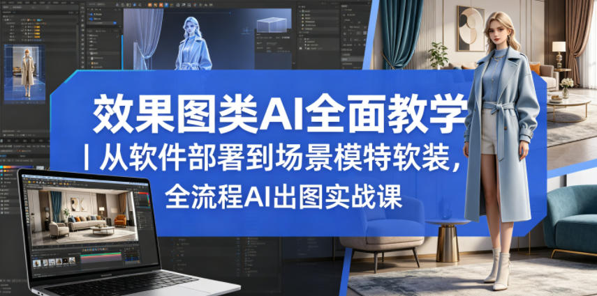 效果图类AI全面教学｜从软件部署到场景模特软装，全流程AI出图实战课-万象聊项目