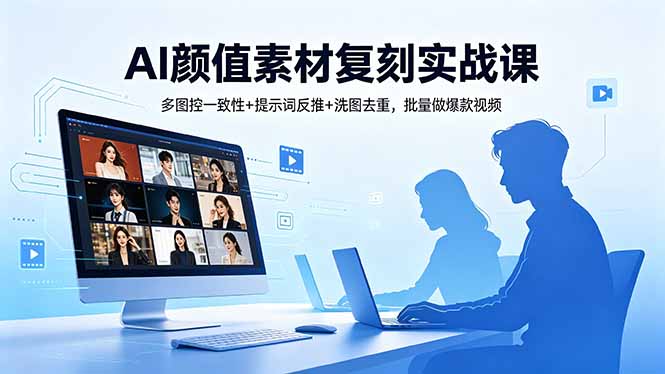 AI颜值素材复刻实战课，多图控一致性+提示词反推+洗图去重，批量做爆款视频-万象聊项目