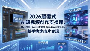 2026颠覆式 AI短视频创作课-5月更新，Flux精修+SwitchX重绘+Seedance多模态，新手快速出片变现-万象聊项目