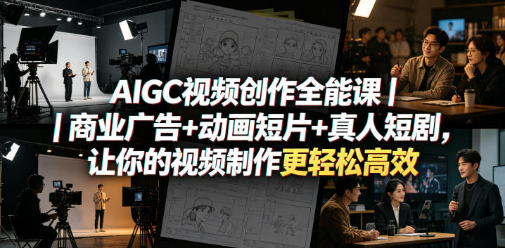 AIGC视频创作全能课｜商业广告+动画短片+真人短剧，让你的视频制作更轻松高效-万象聊项目