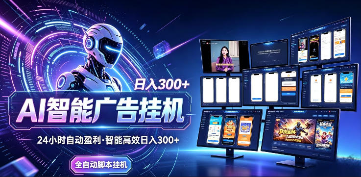 AI智能广告挂G项目，无需人工，单机稳定日入200+，可矩阵放大，24小时不间断刷广告賺收益【揭秘】-万象聊项目