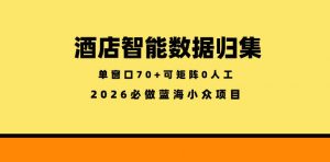 酒店智能数据归集，小众蓝海已经稳定半年之久，单窗口70+零成本矩阵开干【揭秘】-万象聊项目