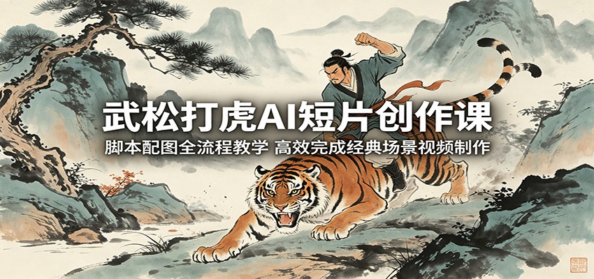武松打虎AI短片创作课：脚本配图全流程教学，高效完成经典场景视频制作-万象聊项目