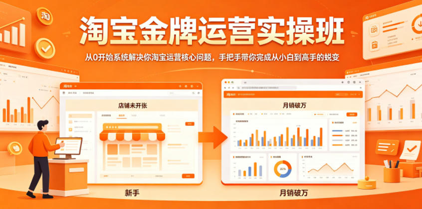 淘宝金牌运营实操班，从0开始系统解决你淘宝运营核心问题，手把手带你完成从小白到高手的蜕变-万象聊项目