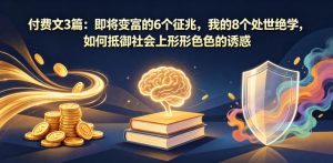 付费文3篇：即将变富的6个征兆，我的8个处世绝学，如何抵御社会上形形色色的诱惑-万象聊项目