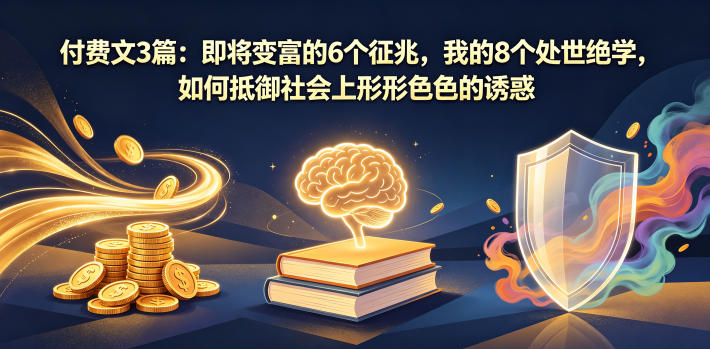 付费文3篇：即将变富的6个征兆，我的8个处世绝学，如何抵御社会上形形色色的诱惑-万象聊项目