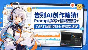 告别AI创作瞎猜！Prompt撰写+情绪营造+CAST动画控制全流程实战课-万象聊项目