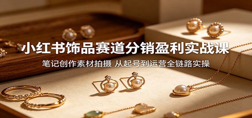 小红书饰品赛道分销盈利实战课：笔记创作素材拍摄，从起号到运营全链路实操-万象聊项目