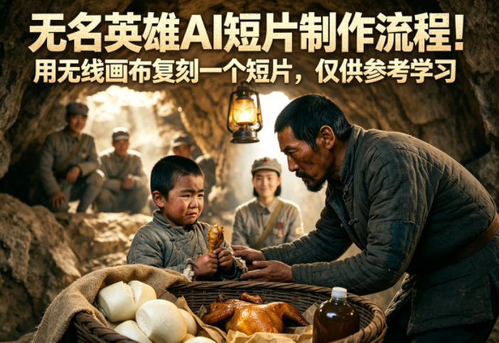 无名英雄AI短片制作流程！用无线画布复刻一个短片，仅供参考学习-万象聊项目