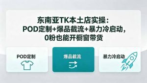 东南亚TK本土店实操-5月更新:POD定制+爆品截流+暴力冷启动,0粉也能开橱窗带货-万象聊项目