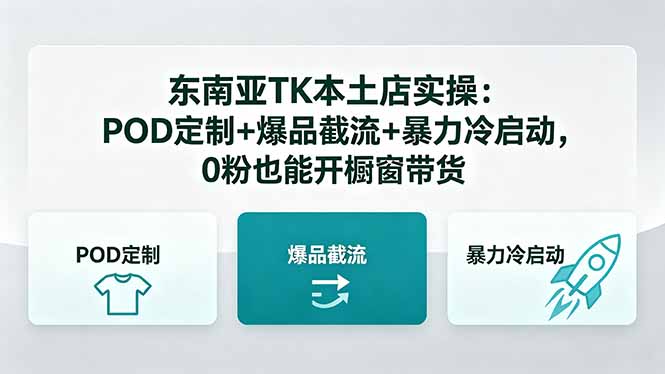 东南亚TK本土店实操-5月更新：POD定制+爆品截流+暴力冷启动，0粉也能开橱窗带货-万象聊项目