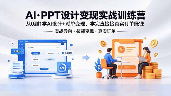 AI·PPT设计变现实战训练营，从0到1学AI设计+派单变现，学完直接接真实订单赚钱-万象聊项目