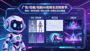 广告/动画/短剧AI视频全流程教学,角色一致性控制+镜头运镜+后期合成全覆盖-万象聊项目