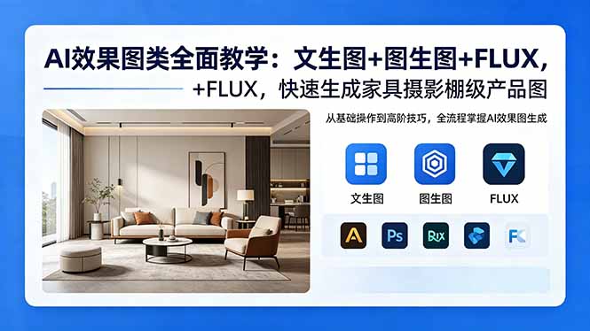 AI效果图类全面教学：文生图+图生图+FLUX，快速生成家具摄影棚级产品图-万象聊项目