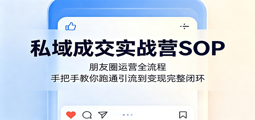 私域成交实战营SOP：朋友圈运营全流程，手把手教你跑通引流到变现完整闭环-万象聊项目