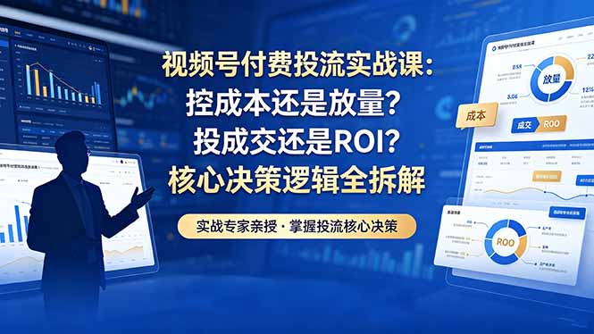 视频号付费投流实战课-5月：控成本还是放量？投成交还是ROI？核心决策逻辑全拆解-万象聊项目