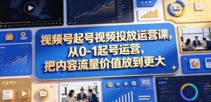 视频号起号视频投放运营课，从0-1起号运营，把内容流量价值放到更大-万象聊项目