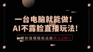 一台电脑就能做！AI不露脸直播玩法，照抄流程轻松达标月入2W+-万象聊项目