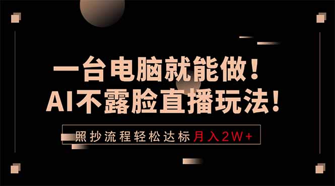 一台电脑就能做！AI不露脸直播玩法，照抄流程轻松达标月入2W+-万象聊项目