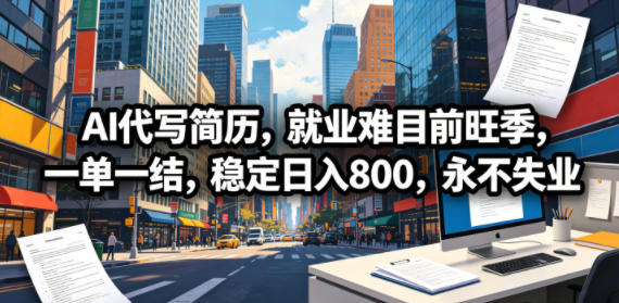 AI代写简历，就业难目前旺季，一单一结，稳定日入800，永不失业-万象聊项目