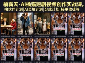 橘霸天·AI橘猫短剧视频创作实战课，撸伙伴计划|AI灵境计划|分成计划|接单收徒等-万象聊项目