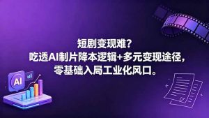 短剧变现难？吃透AI制片降本逻辑+多元变现途径，零基础入局工业化风口-万象聊项目