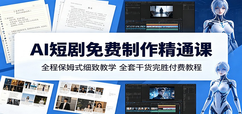 AI短剧免费制作精通课：全程保姆式细致教学，全套干货完胜付费教程-万象聊项目