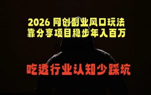 2026 网创副业风口玩法，靠分享项目稳步年入百万，吃透行业认知少踩坑-万象聊项目