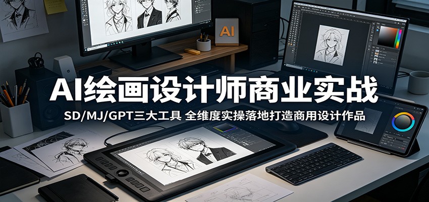 AI绘画设计师商业实战：SD/MJ/GPT三大工具，全维度实操落地打造商用设计作品-万象聊项目