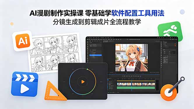 AI漫剧制作实操课 零基础学软件配置工具用法 分镜生成到剪辑成片全流程教学-万象聊项目