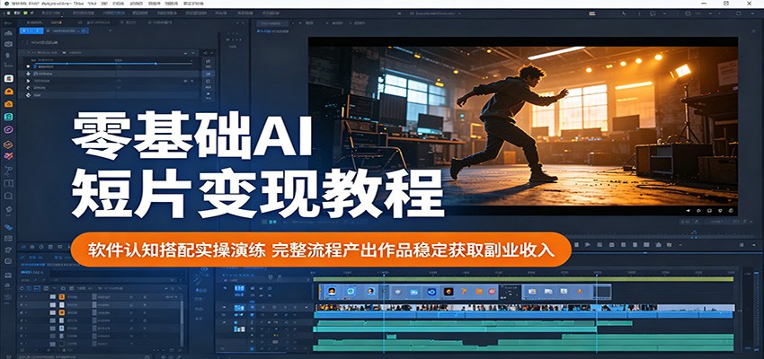 零基础AI短片变现教程：软件认知搭配实操演练，完整流程产出作品稳定获取副业收入-万象聊项目