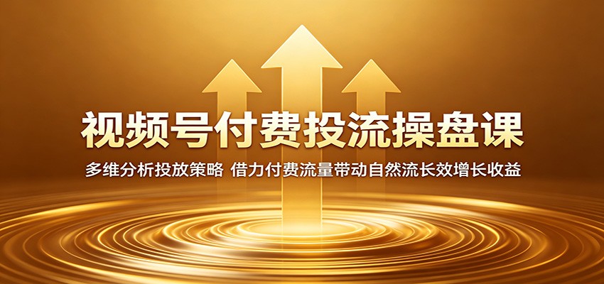 视频号付费投流操盘课：多维分析投放策略，借力付费流量带动自然流长效增长收益-万象聊项目