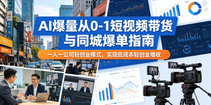 AI爆量从0-1短视频带货与同城爆单指南，一人一公司轻创业模式，实现低成本轻创业增收-万象聊项目