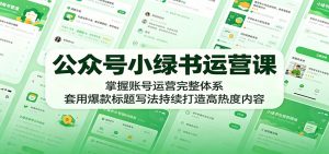 公众号小绿书运营课：掌握账号运营完整体系，套用爆款标题写法持续打造高热度内容-万象聊项目