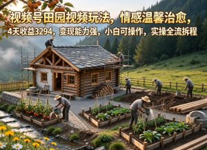 视频号田园视频玩法，情感温馨治愈，4天收益3294，变现能力强，小白可操作，实操全流程拆解-万象聊项目