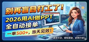 别再盲目打工了！2026用AI做PPT全自动接单，一单5张+，当天见效！-万象聊项目