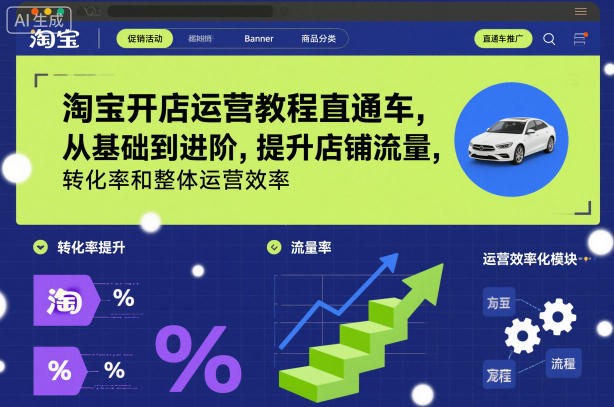 淘宝开店运营教程直通车，从基础到进阶，提升店铺流量，转化率和整体运营效率(更新26年05月27日)-万象聊项目
