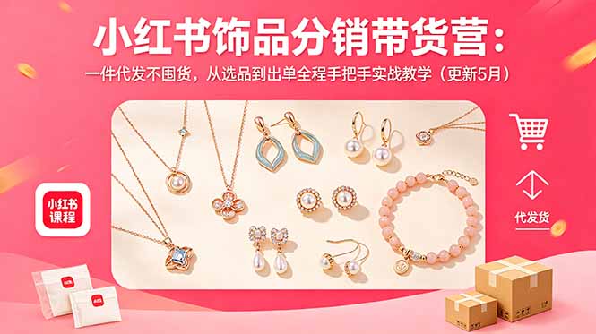 小红书饰品分销带货营：一件代发不囤货，从选品到出单全程手把手实战教学(更新5月-万象聊项目