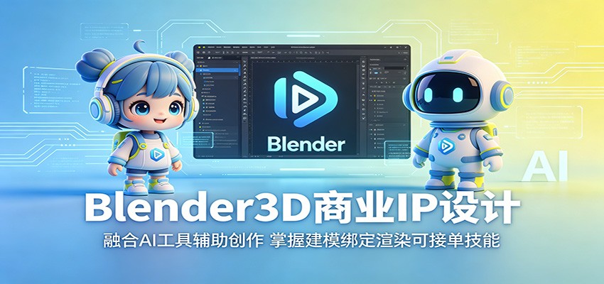 Blender3D商业IP设计：融合AI工具辅助创作，掌握建模绑定渲染可接单技能-万象聊项目