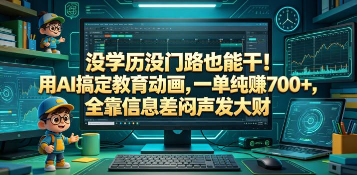 没学历没门路也能干！用AI搞定教育动画，一单纯賺700+，全靠信息差闷声发大财【揭秘】-万象聊项目
