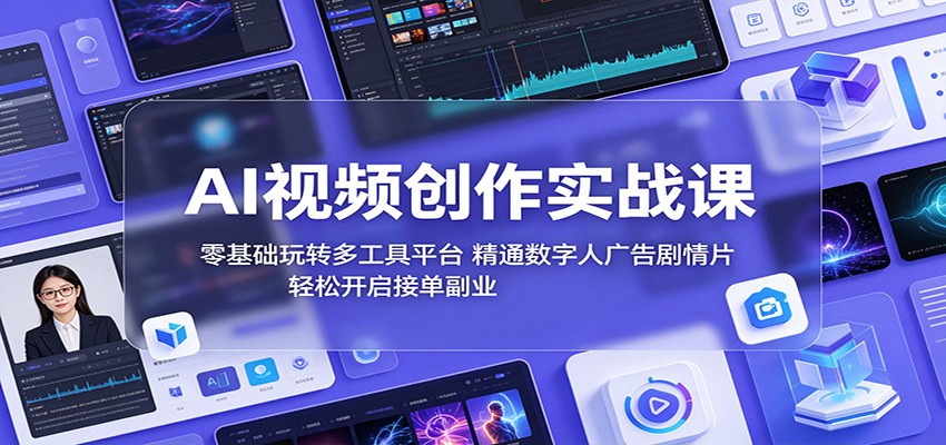 AI视频创作实战课：零基础玩转多工具平台，精通数字人广告、剧情片，轻松开启接单副业-万象聊项目