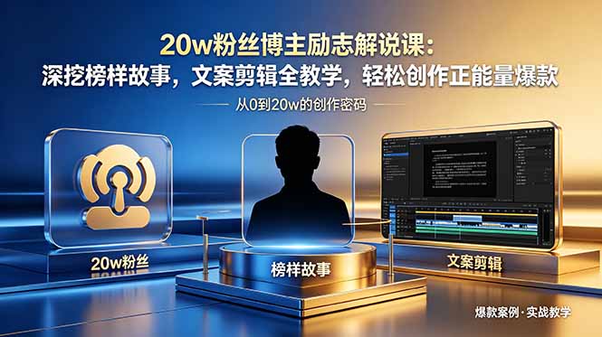 20w粉丝博主励志解说课：深挖榜样故事，文案剪辑全教学，轻松创作正能量爆款-万象聊项目