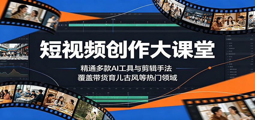 短视频创作大课堂：精通多款AI工具与剪辑手法，覆盖带货、育儿、古风等热门领域-万象聊项目